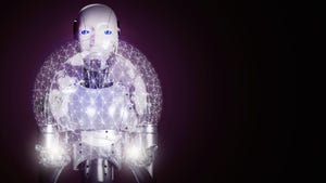 robotic figure holding the world and its networking