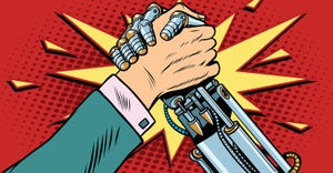robot and human arm-wrestling