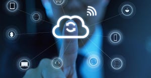 finger pressing a cloud server button