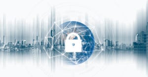 Globe and network connection and lock icon