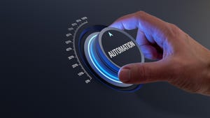 Person turning a dial labeled Automation