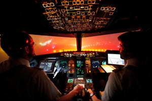 Pilot and copilot in cockpit