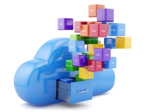 programming languages coming out of a drawer in a cloud
