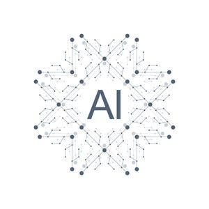 The letters AI surrounded by nodes in snowflake shape