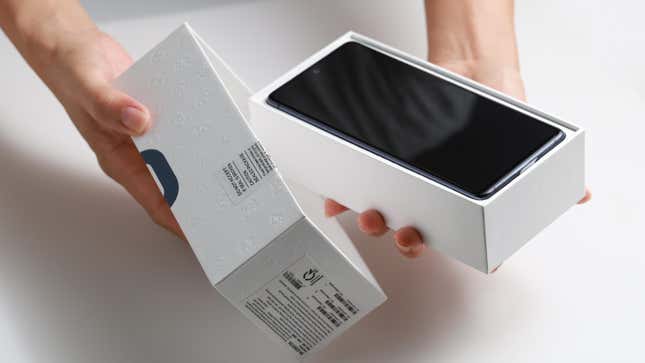 New smartphone in its box